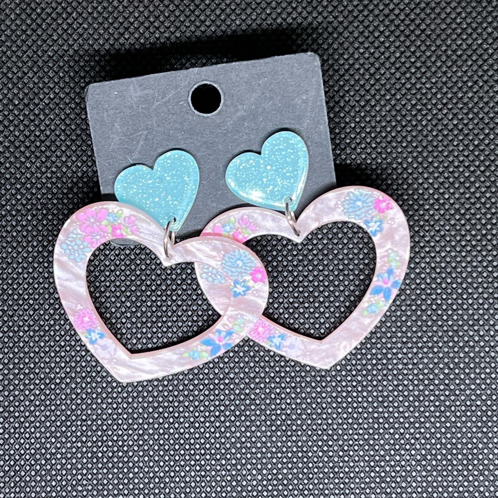 Floral Heart Shaped Drop Earrings